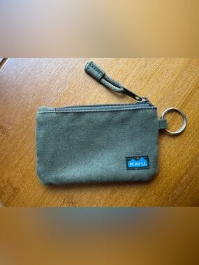 Kavu Olive Canvas Zip ID-Key Pouch with Key Ring